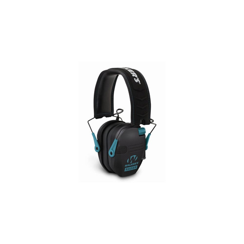 RAZOR SLIM LOW PROFILE ELECTRONIC EARMUFF - BLACK W/ TEAL ACCENTS, NRR 23