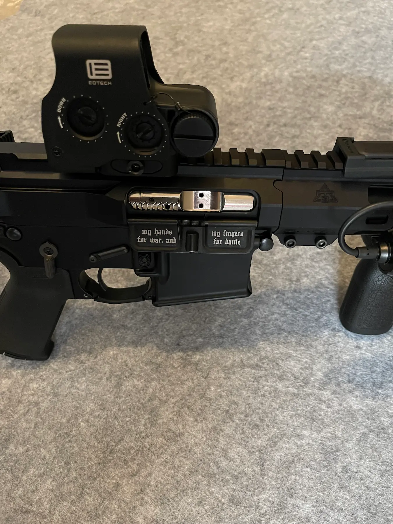 Expert team member assisting customer at gun shop