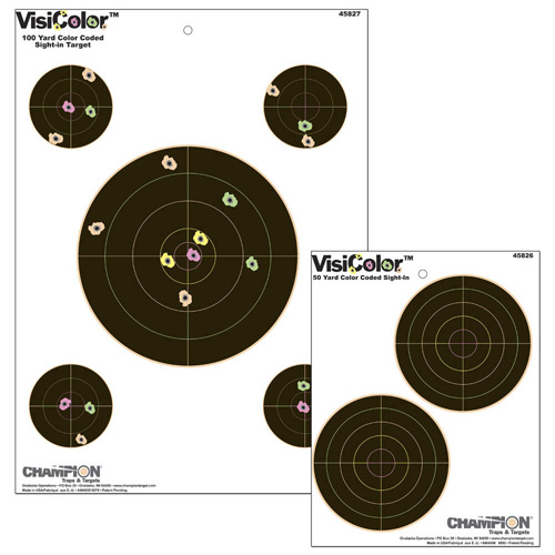VISICOLOR HIGH-VISIBILITY PAPER TARGETS - DOUBLE 5" BULLS