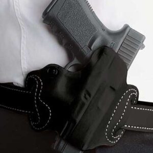 DESANTIS MINI SLIDE HOLSTER - OWB RH LTHER M&P SHLD 9/40 BLK