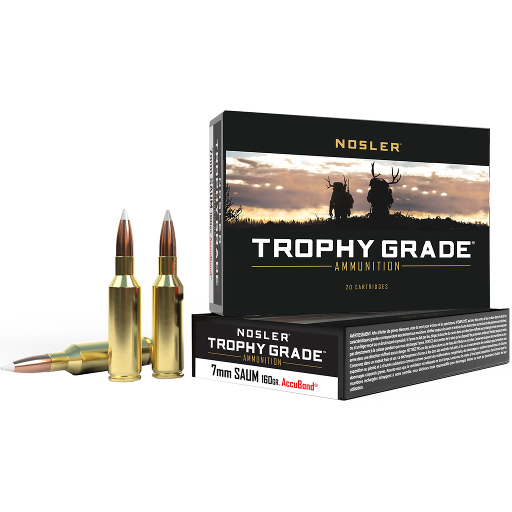 Nosler Trophy Grade Rifle Ammunition 7mm SAUM 160 gr. AB SP 20 rd.