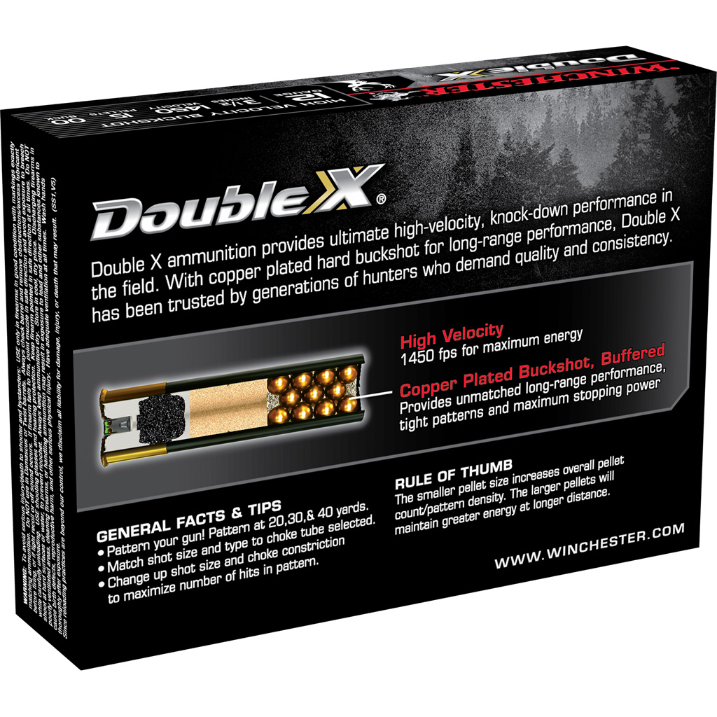 Winchester Double X Buckshot 12 ga. 3.5 in. 15 Pellets 00 5 rd. - Image 2