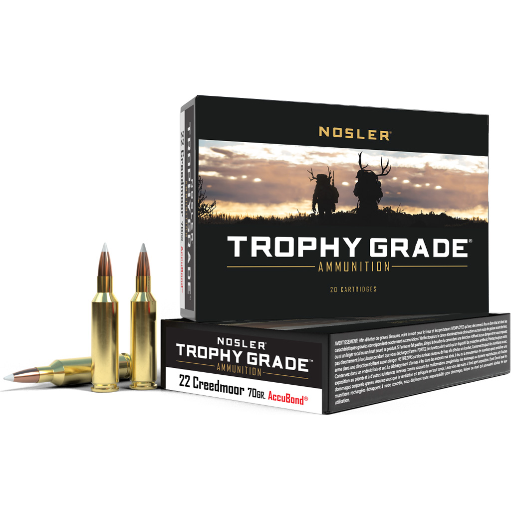 Nosler Trophy Grade Rifle Ammunition 22 Creedmoor 70 gr. SP 20 rd. - Image 2