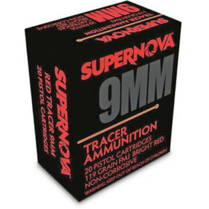 Supernova Tracer Pistol Ammunition  9mm 119 gr. FMJ Red Tracer 20 rd.